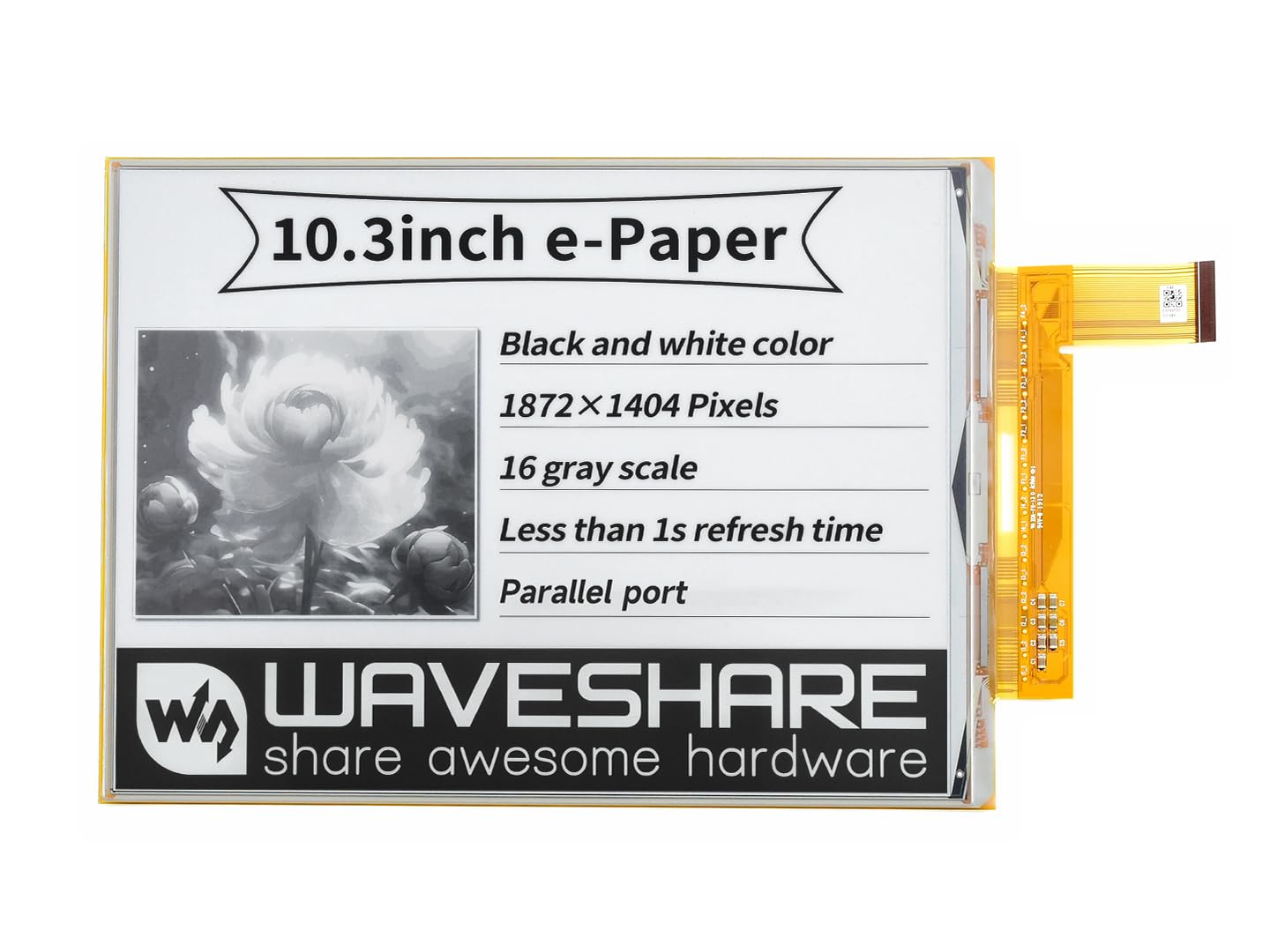 waveshare-10-3-zoll-e-ink-raw-display-d-1872x1404-mit-parallel-port-und-partial- image 1