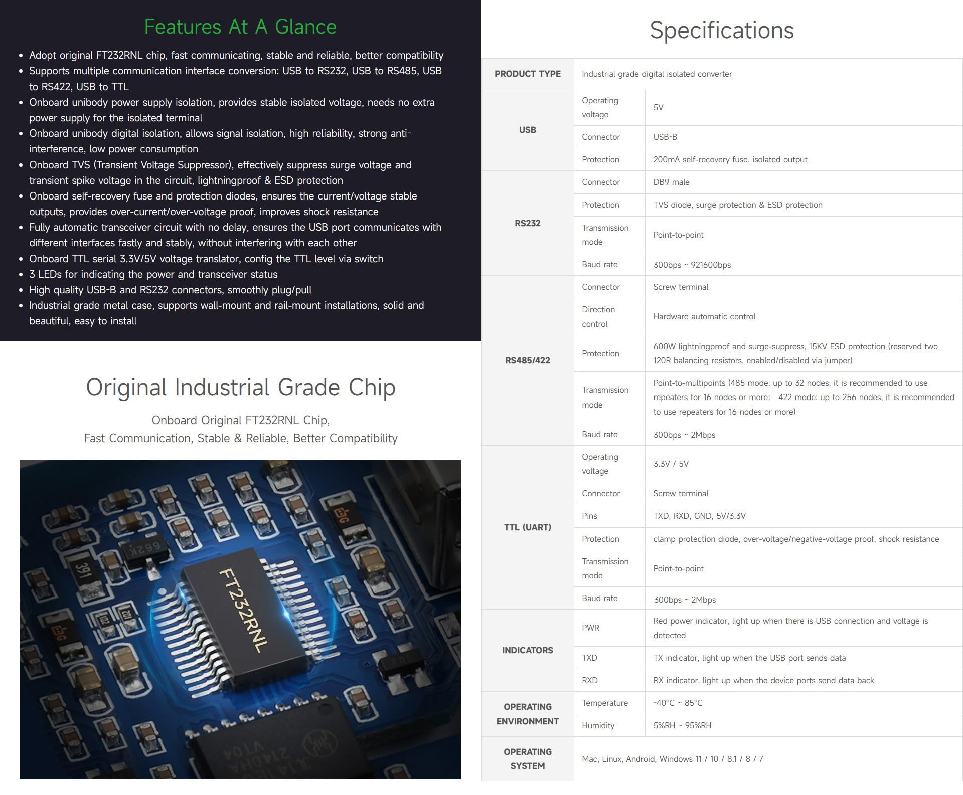 waveshare-ft232rnl-usb-zu-rs232-rs485-rs422-ttl-konverter-industriell-isoliert image 4