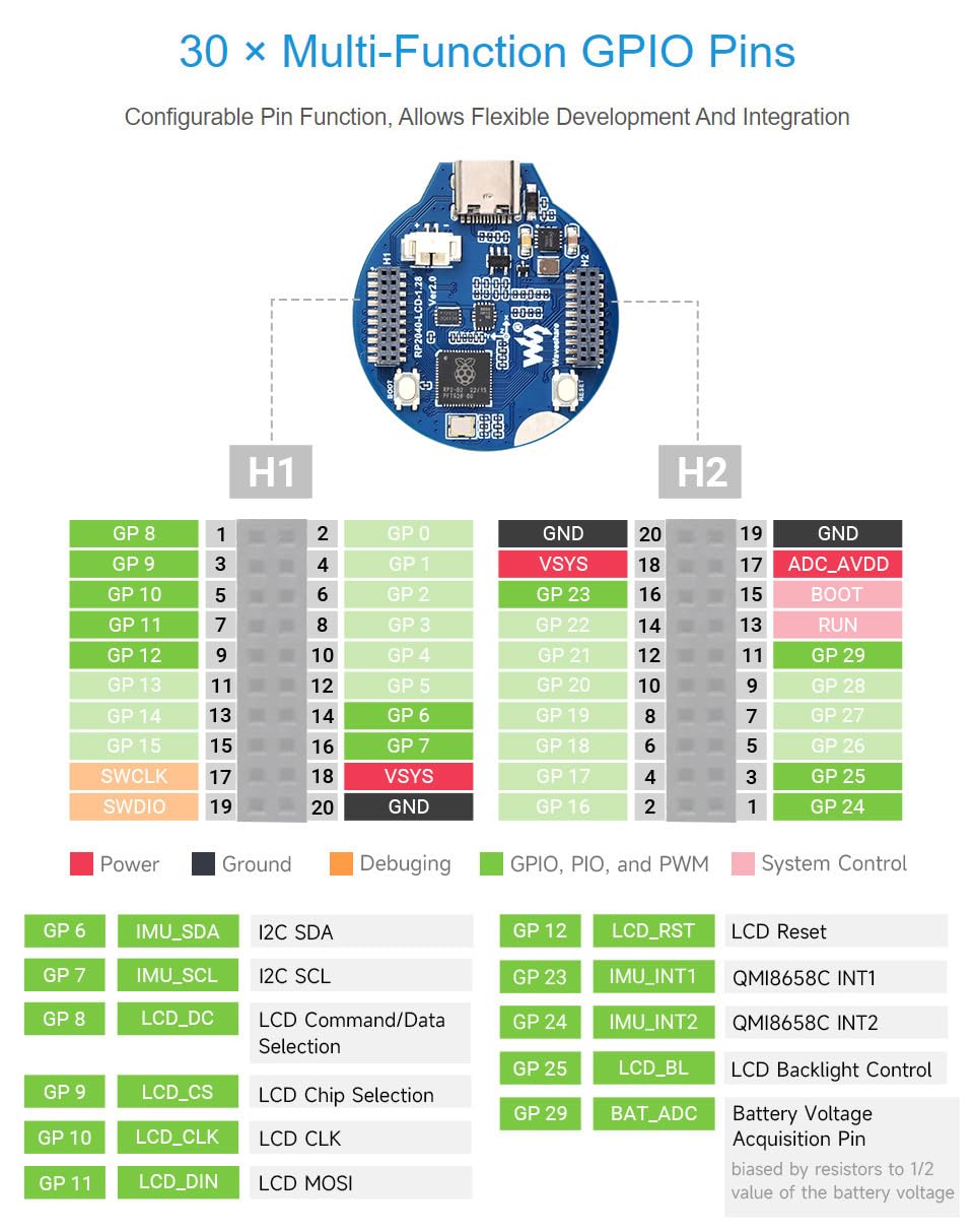 waveshare-rp2040-lcd-1-28-mcu-board-mit-rundem-1-28-zoll-lcd-und-6-achsen-sensor image 7