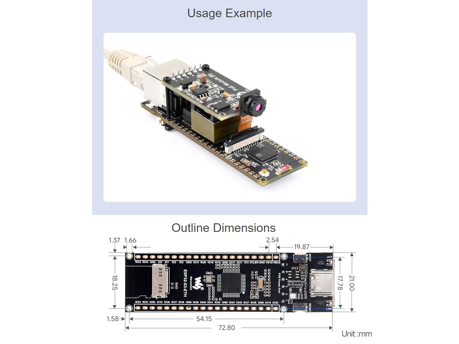 waveshare-esp32-s3-eth-development-board-mit-poe-und-kamera image 3