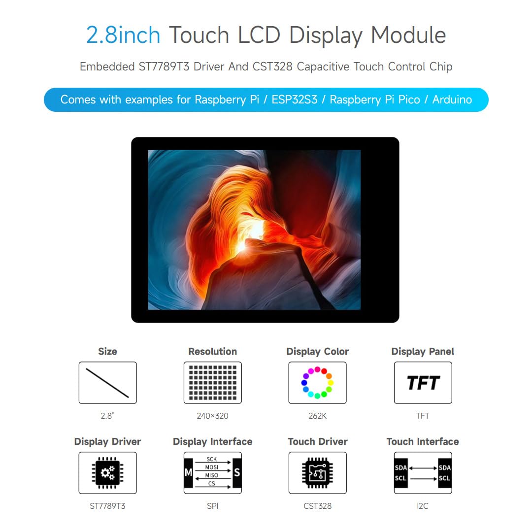 waveshare-2-8-zoll-lcd-display-modul-240x320-mit-kapazitivem-touch-f-r-raspberry image 3