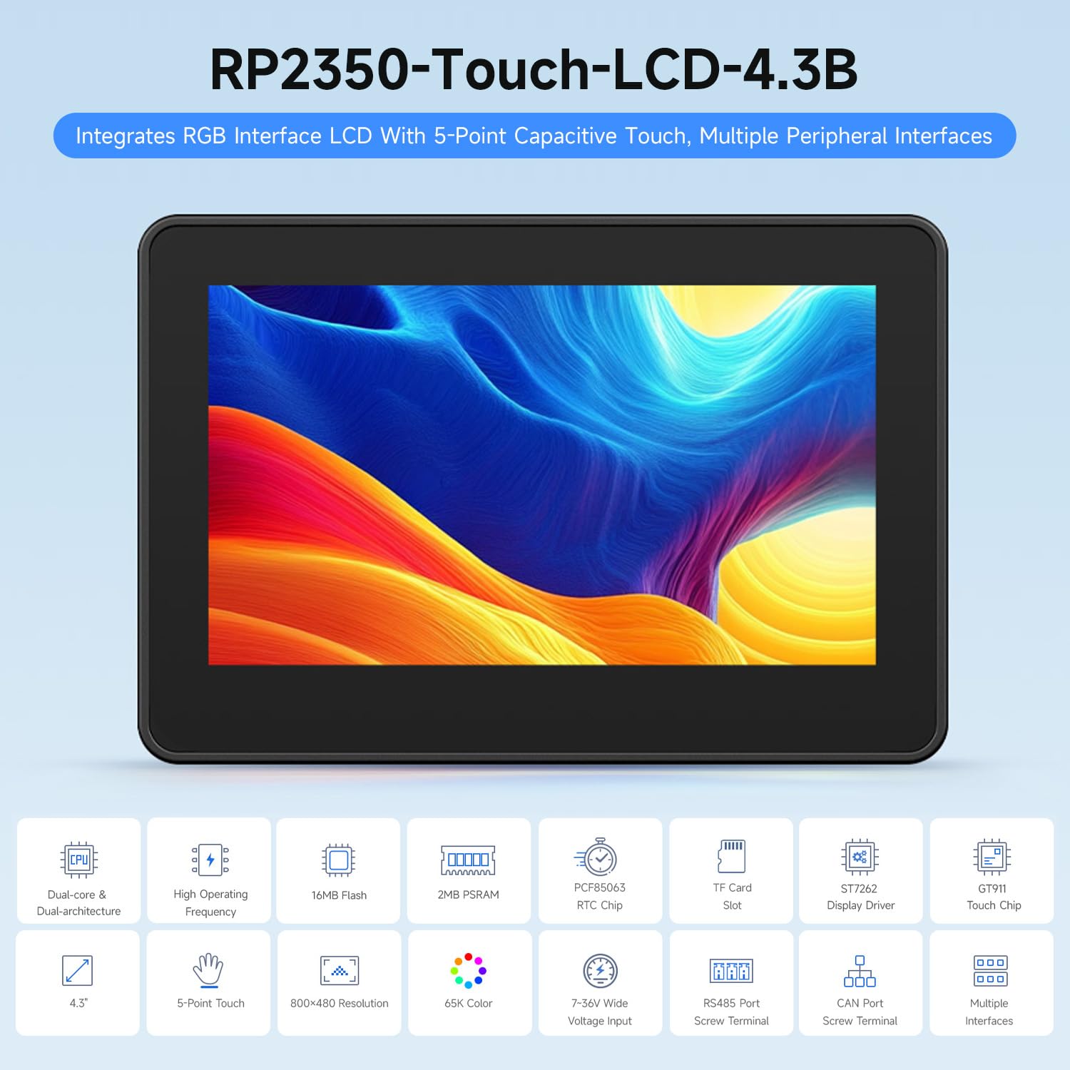 waveshare-rp2350-touch-lcd-4-3b-entwicklungsboard-4-3-zoll-touchdisplay-800x480 image 3