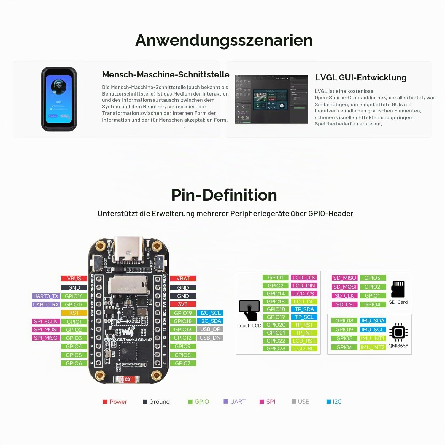 waveshare-esp32-c6-1-47-zoll-touch-display-entwicklungsboard-ohne-pinheader-wifi image 6