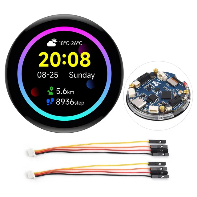 waveshare-esp32-s3-1-43-zoll-amoled-display-entwicklungsboard-466x466-runddispla image 1