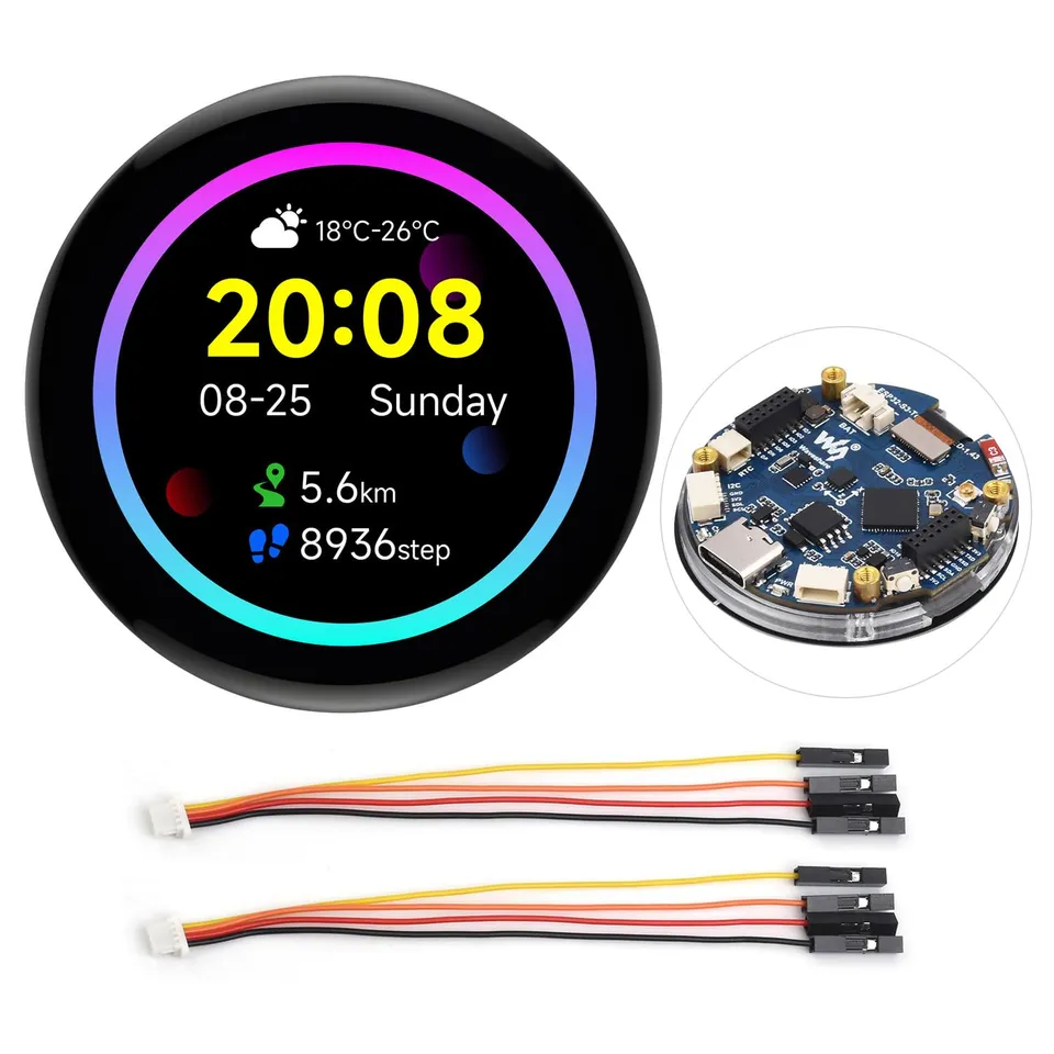 waveshare-esp32-s3-1-43-zoll-amoled-display-entwicklungsboard-466x466-runddispla image 1