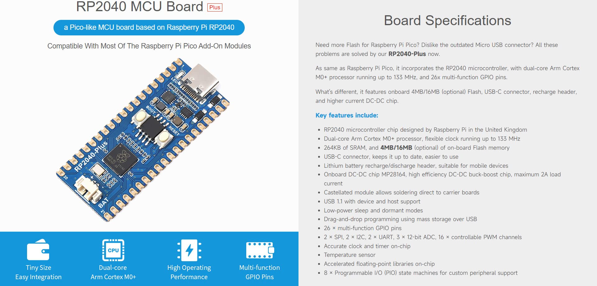 waveshare-rp2040-plus-mikrocontroller-board-16mb-pico-hnlich image 2