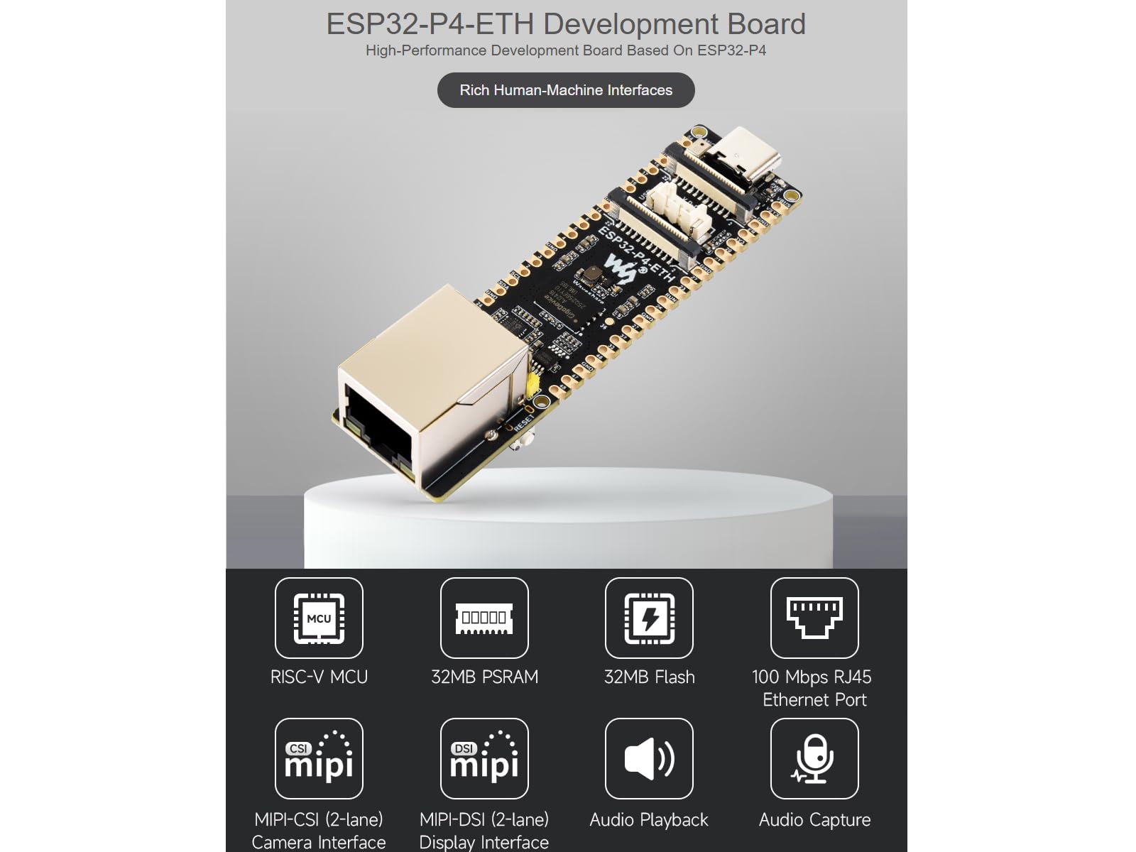 waveshare-esp32-p4-eth-poe-entwicklungsboard-mit-100-mbps-ethernet-wi-fi-6-und-b image 2