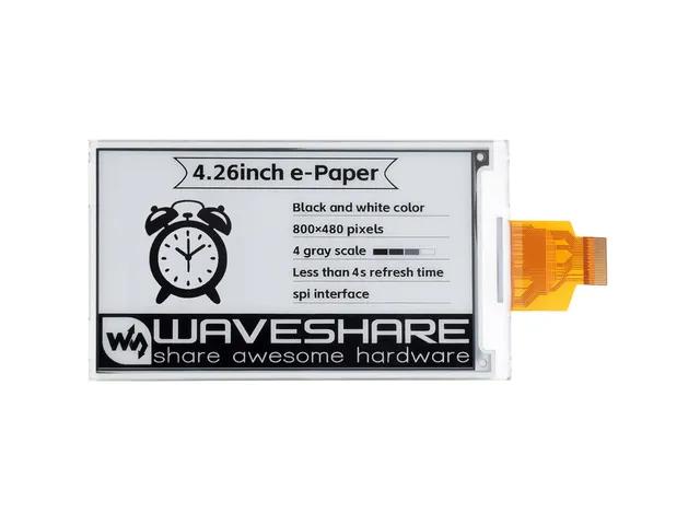 waveshare-4-26-zoll-e-paper-raw-display-800x480-schwarz-wei-spi image 1