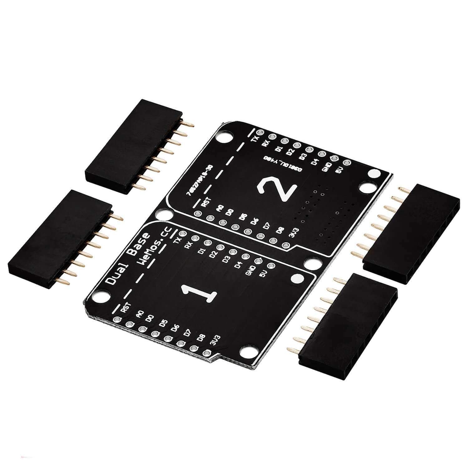 az-delivery-dual-base-shield-pcb-board-f-r-d1-mini-nodemcu-esp8266 image 1