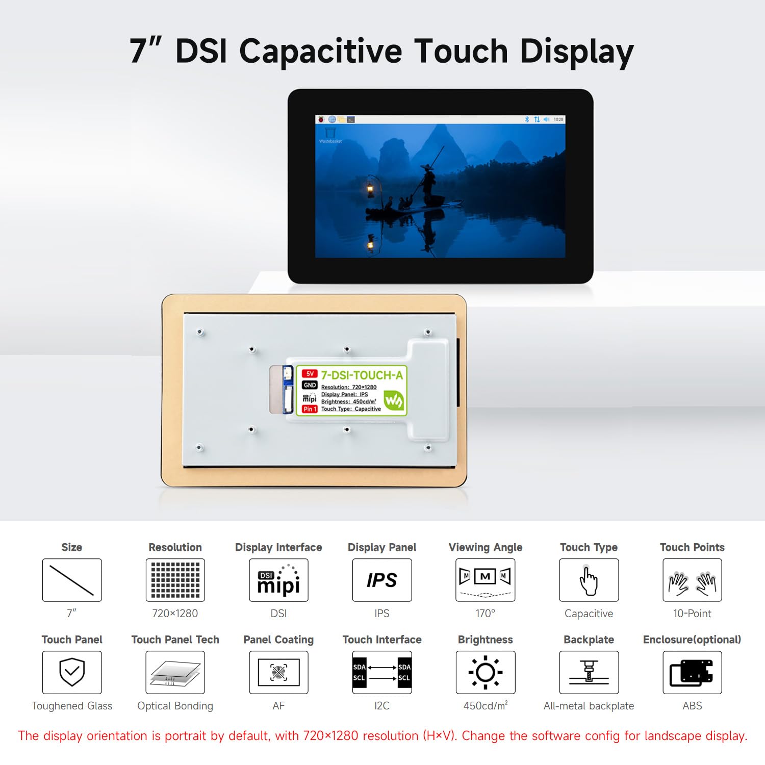 waveshare-7-zoll-dsi-touch-display-mit-geh-use-720x1280-ips-10-punkt-touch-wei image 3