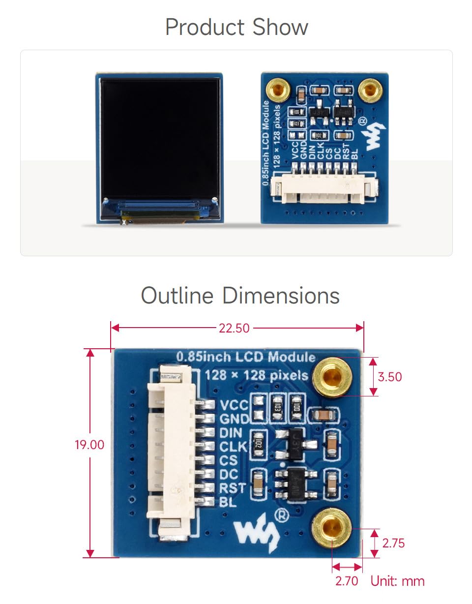 waveshare-0-85-zoll-lcd-display-modul-ips-128x128-spi-65k-farben-f-r-raspberry-p image 7