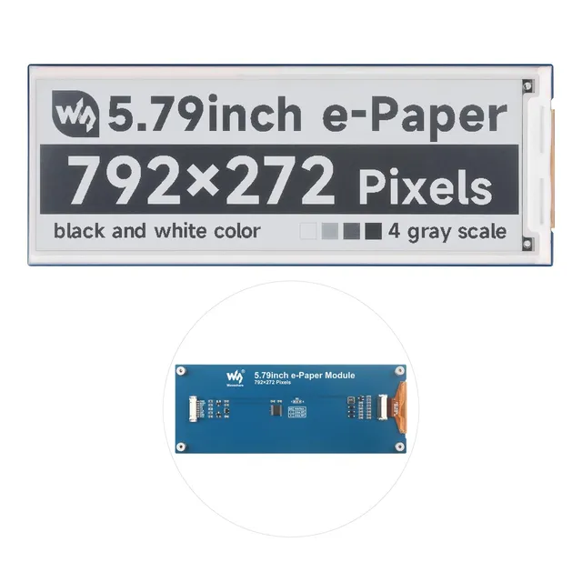 waveshare-5-79-zoll-e-paper-display-modul-792x272-schwarz-wei-mit-pcb-und-spi image 1