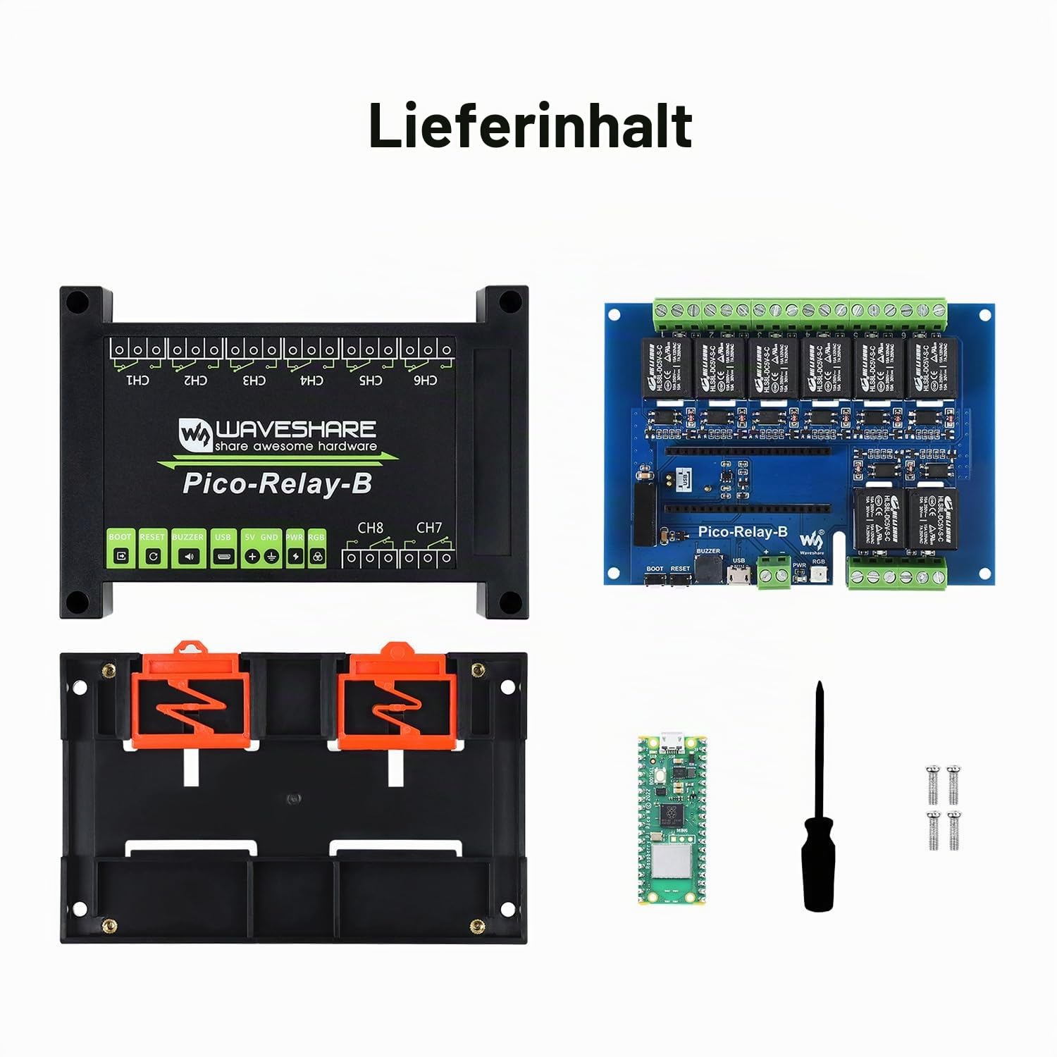 waveshare-pi-pico-w-relay-kit-8-kanal-relaismodul-mit-pico-w-wlan image 2