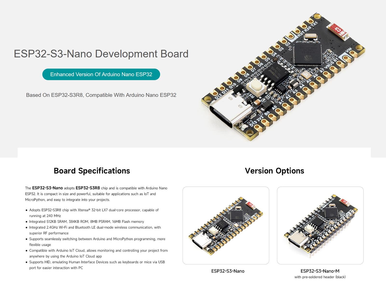 waveshare-esp32-s3-nano-mikrocontroller-entwicklungsboard-esp32-s3r8-mit-wifi-bl image 2