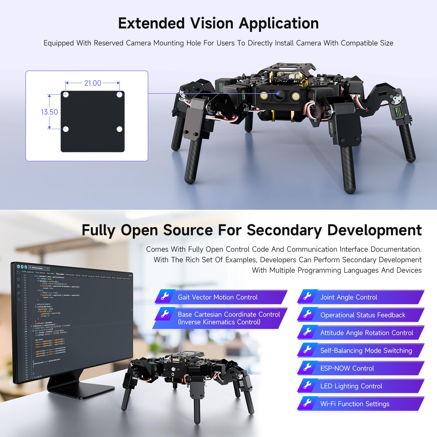 waveshare-18-dof-hexapod-bionischer-laufroboter-bausatz-open-source-esp32-stem-l image 6