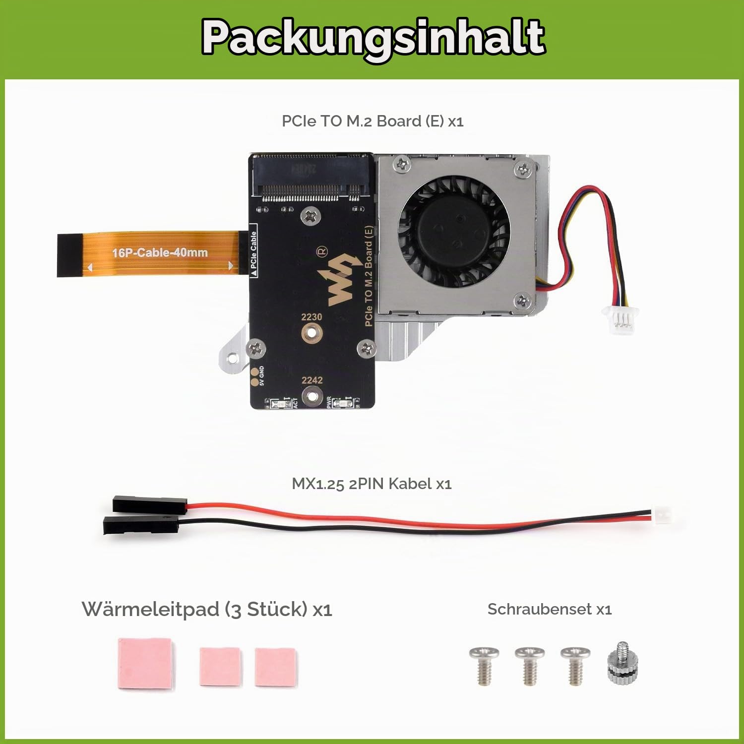 waveshare-pcie-zu-m-2-adapter-e-f-r-raspberry-pi-5-mit-k-hlventilator-kompatibel image 2