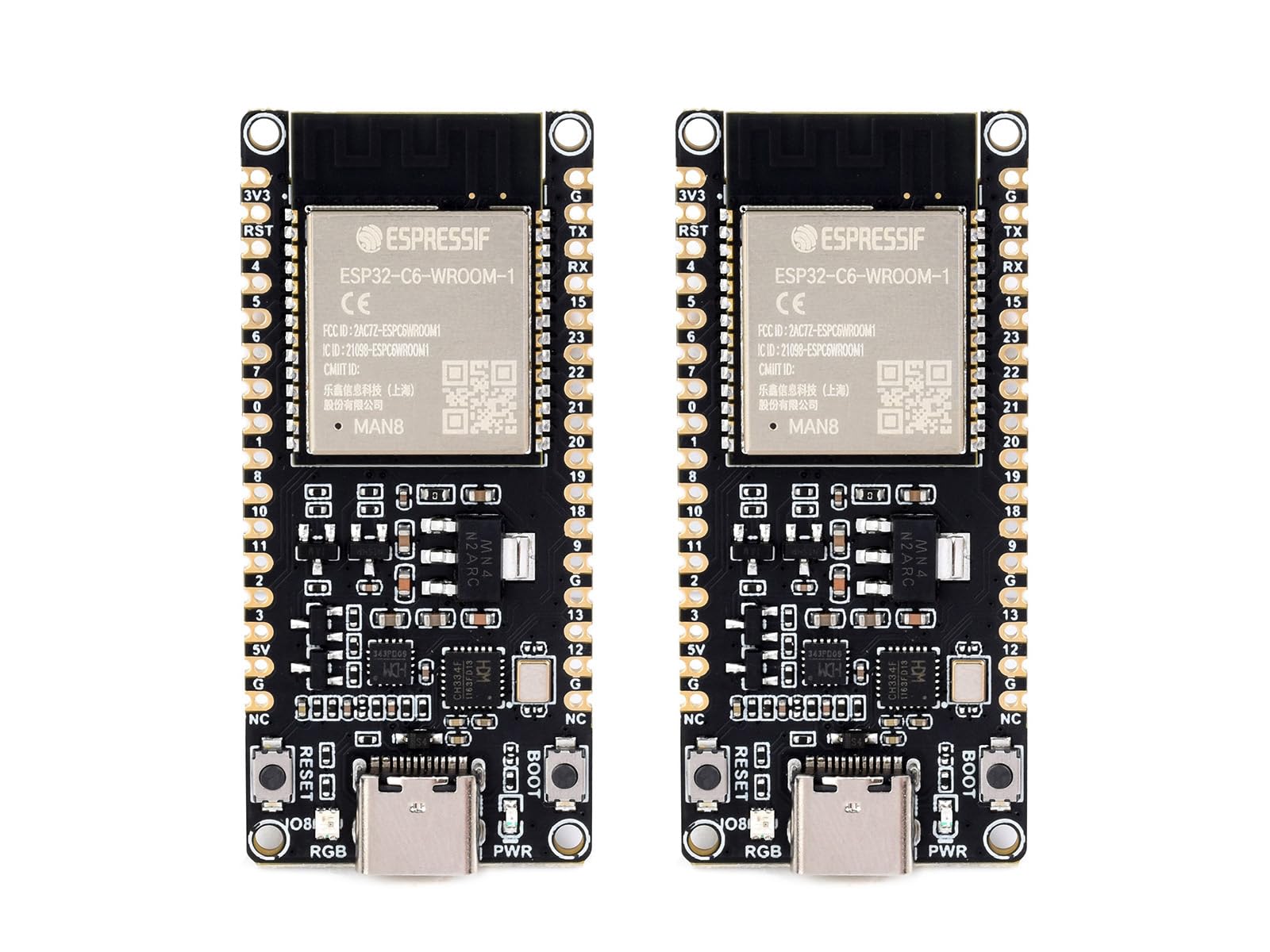 waveshare-esp32-c6-mikrocontroller-2er-set-wifi-6-bluetooth-5-zigbee-development image 1