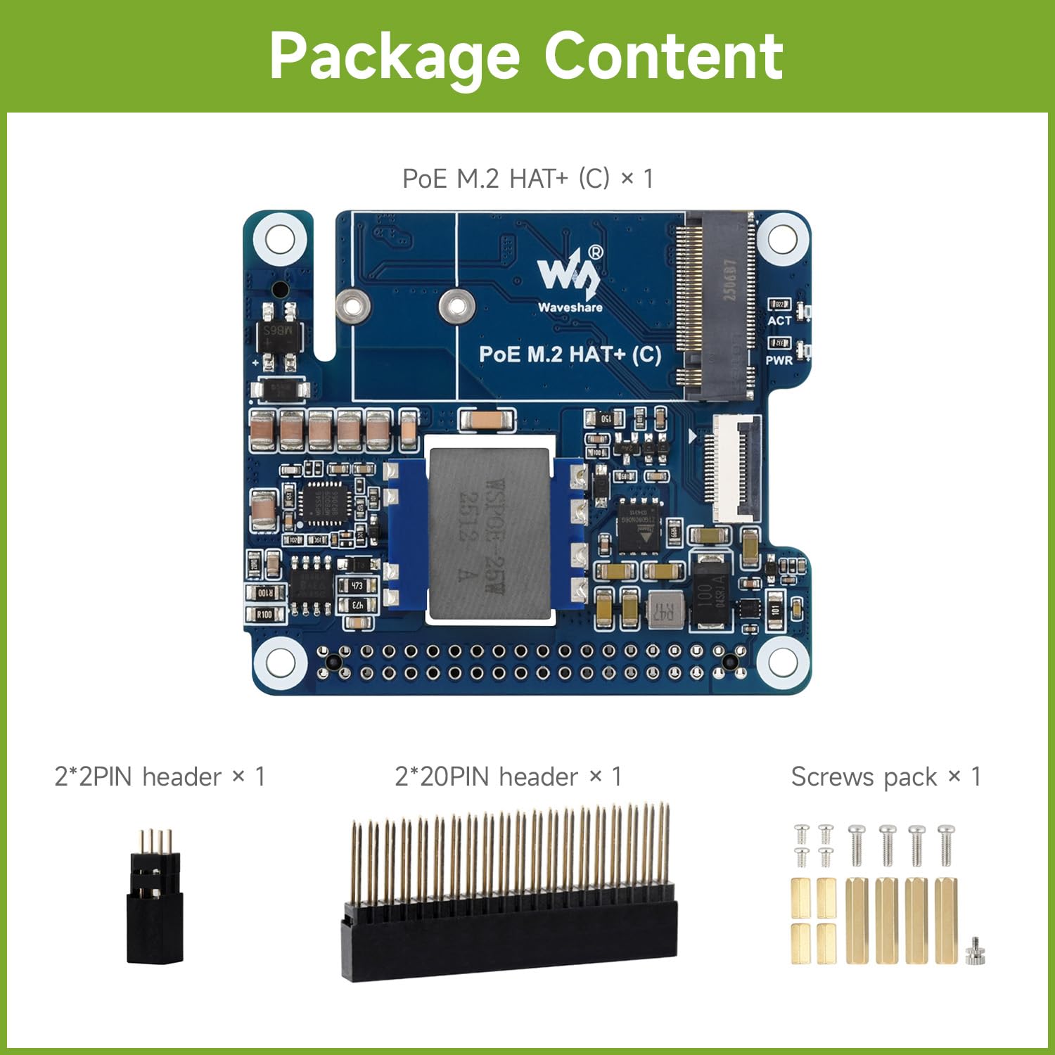 waveshare-pcie-auf-m-2-adapter-mit-poe-c-f-r-raspberry-pi-5-nvme-2230-2242-hat image 2