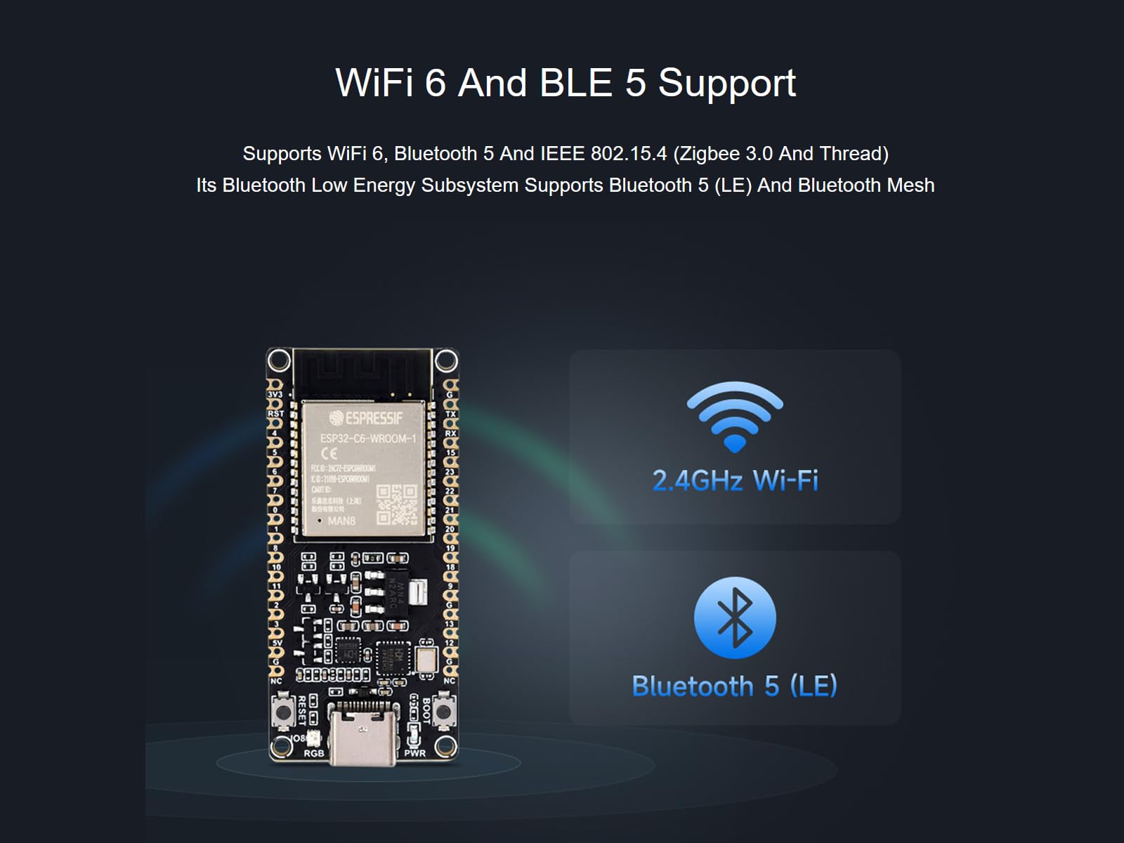 waveshare-esp32-c6-dev-kit-n16-risc-v-mikrocontroller-entwicklungsboard-mit-pinh image 3