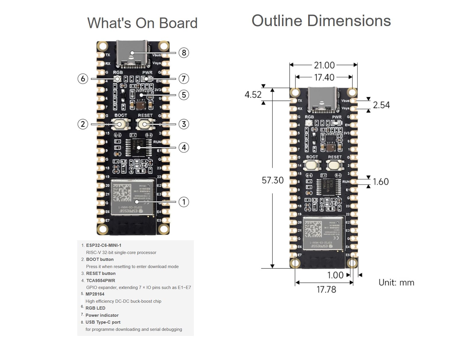 waveshare-esp32-c6-pico-mikrocontroller-board-wifi-6-ble-5-zigbee-mit-pinheader image 6