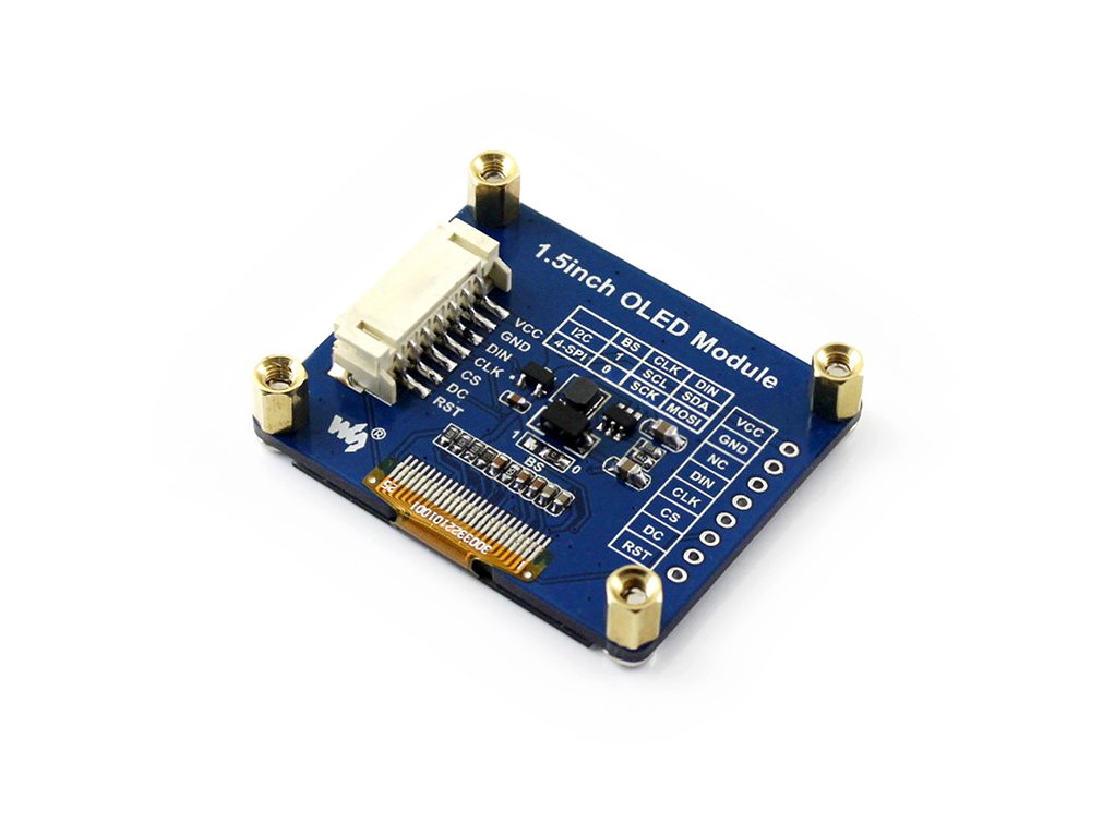 waveshare-1-5-zoll-oled-display-modul-128x128-16-graustufen-spi-i2c-ssd1327 image 1