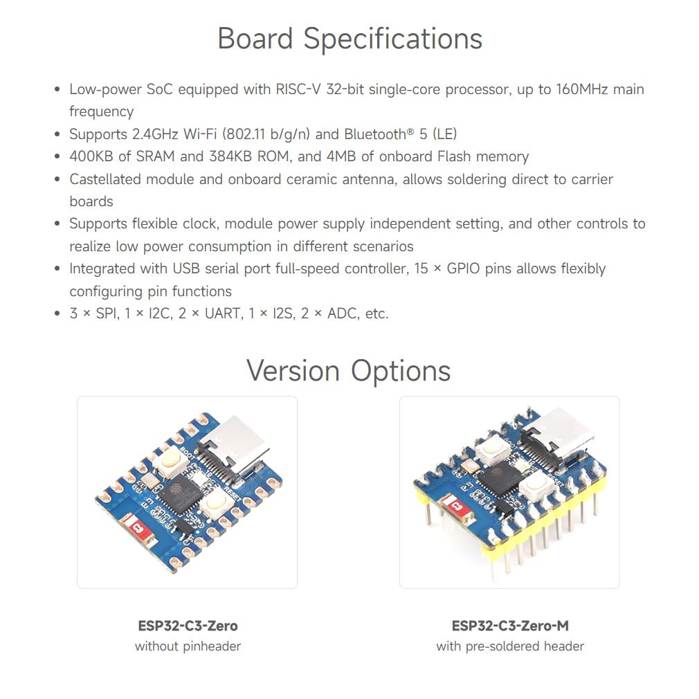waveshare-esp32-c3-mini-entwicklungsboard-3er-pack-esp32-c3fn4-160-mhz-2-4-ghz-w image 4