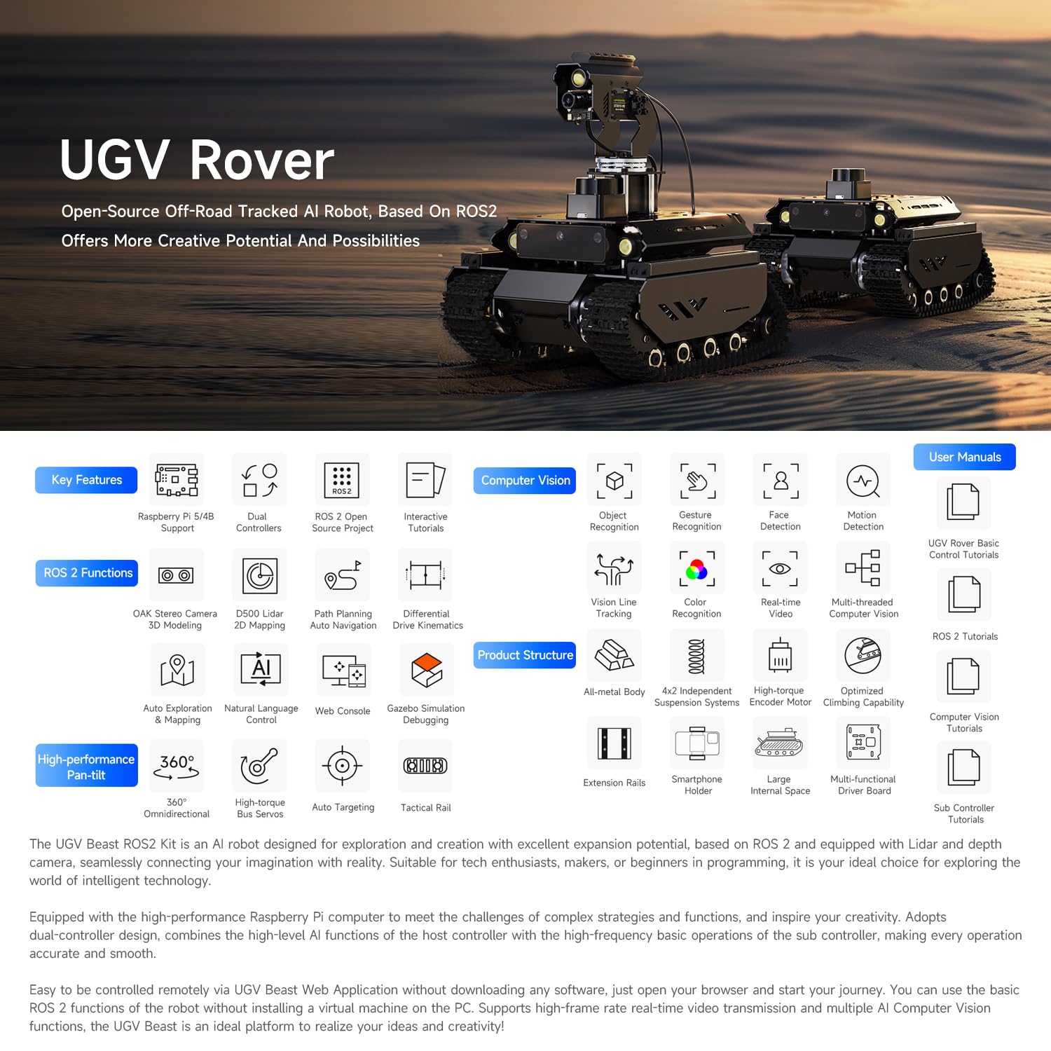 waveshare-ugv-beast-pt-pi5-ros2-zubeh-r-pack-offroad-ketten-ai-roboter-ganzmetal image 3