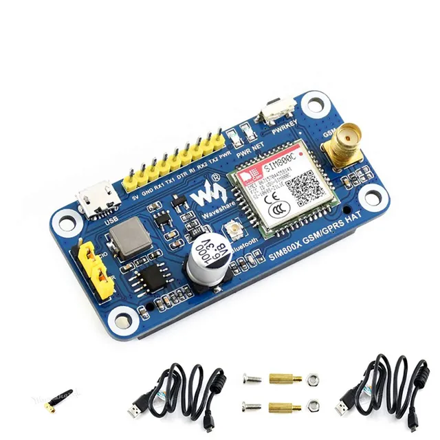 waveshare-sim800c-gsm-gprs-bluetooth-hat-f-r-raspberry-pi-sms-gprs-bt-3-0 image 1