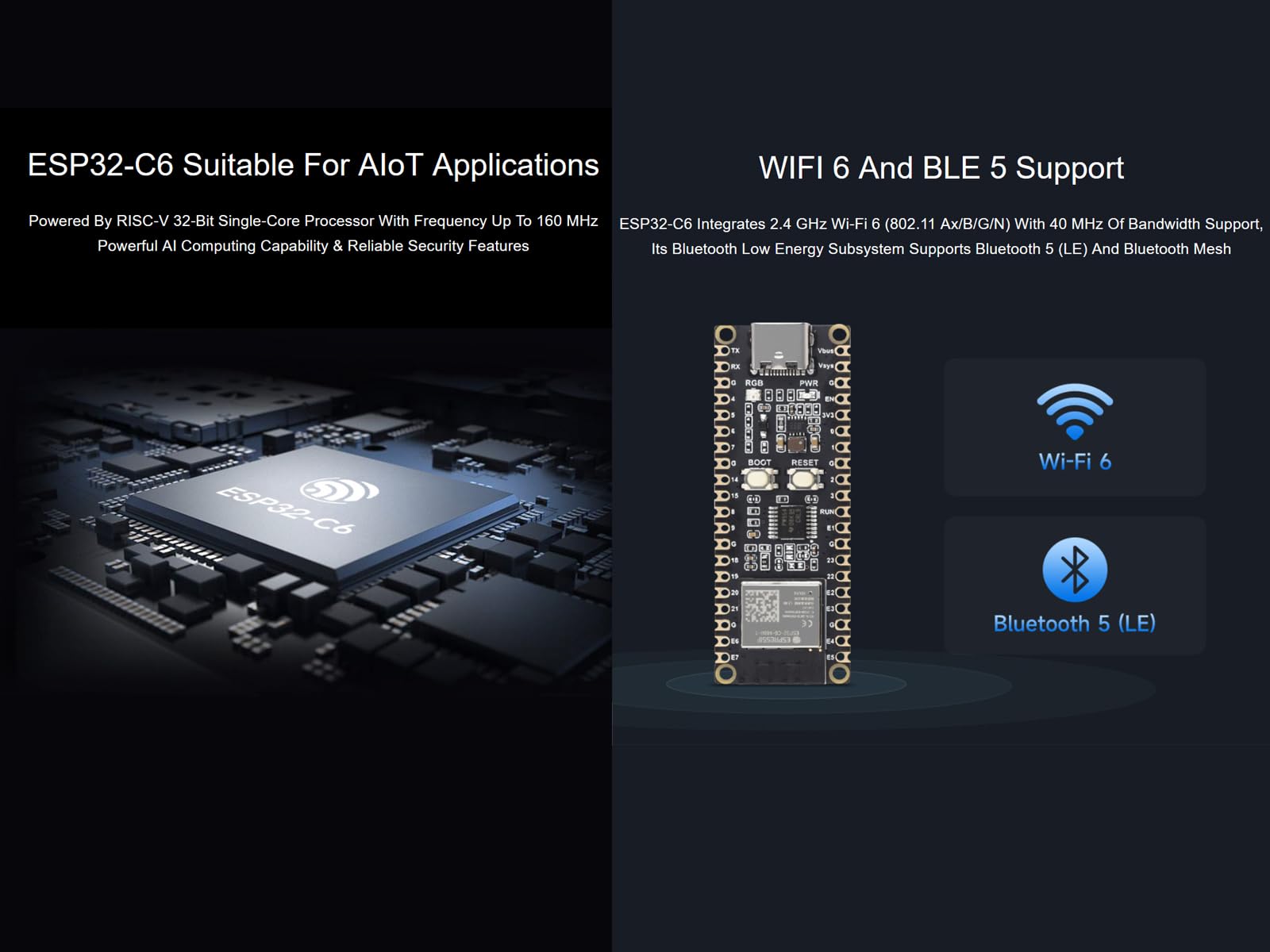 waveshare-esp32-c6-pico-mikrocontroller-board-wifi-6-ble-5-zigbee-mit-pinheader image 3