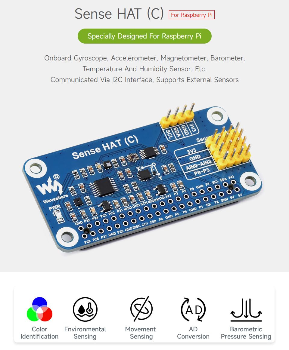 waveshare-sense-hat-c-f-r-raspberry-pi-mit-bewegung-umwelt-und-farbsensoren-adc- image 3