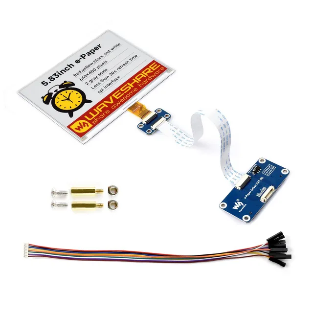 waveshare-5-83-zoll-e-paper-display-g-mit-driver-hat-648x480-rot-gelb-schwarz-we image 1