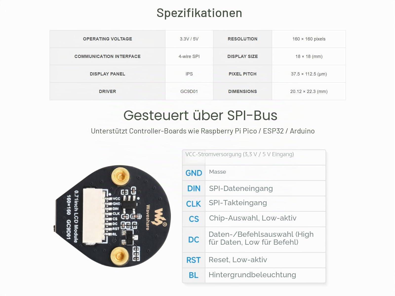 waveshare-0-71-zoll-round-lcd-display-modul-160x160-ips-gc9d01-spi-f-r-pico-esp3 image 5