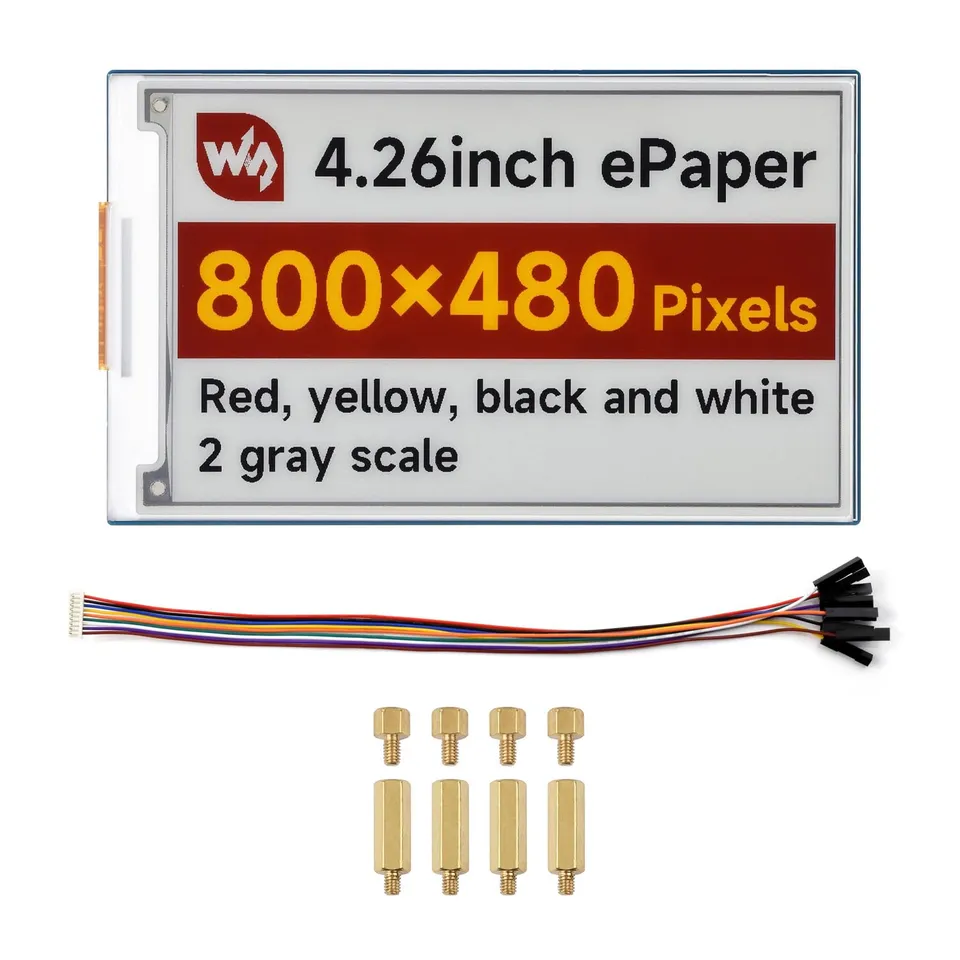 waveshare-4-26-zoll-e-paper-display-g-800x480-rot-gelb-schwarz-wei-mit-treiberbo image 1