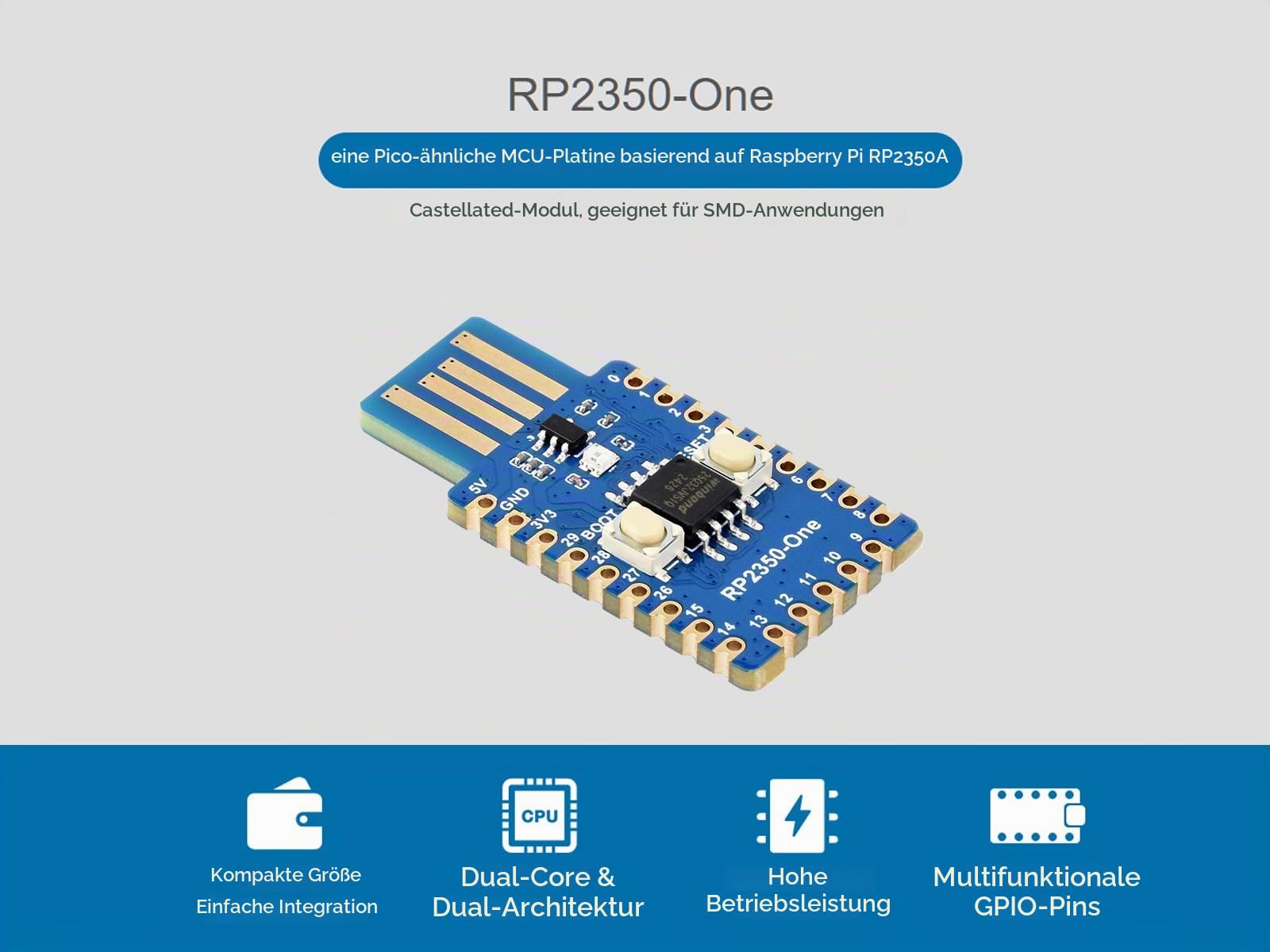 waveshare-rp2350-one-4mb-flash-mcu-board-basierend-auf-raspberry-pi-rp2350a-dual image 2