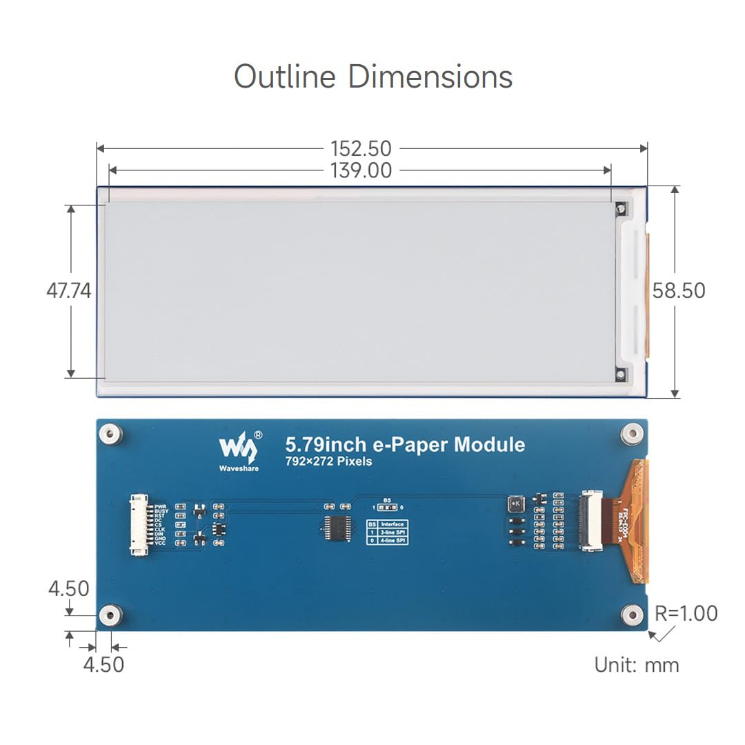 waveshare-5-79-zoll-e-paper-display-modul-792x272-schwarz-wei-mit-pcb-und-spi image 8