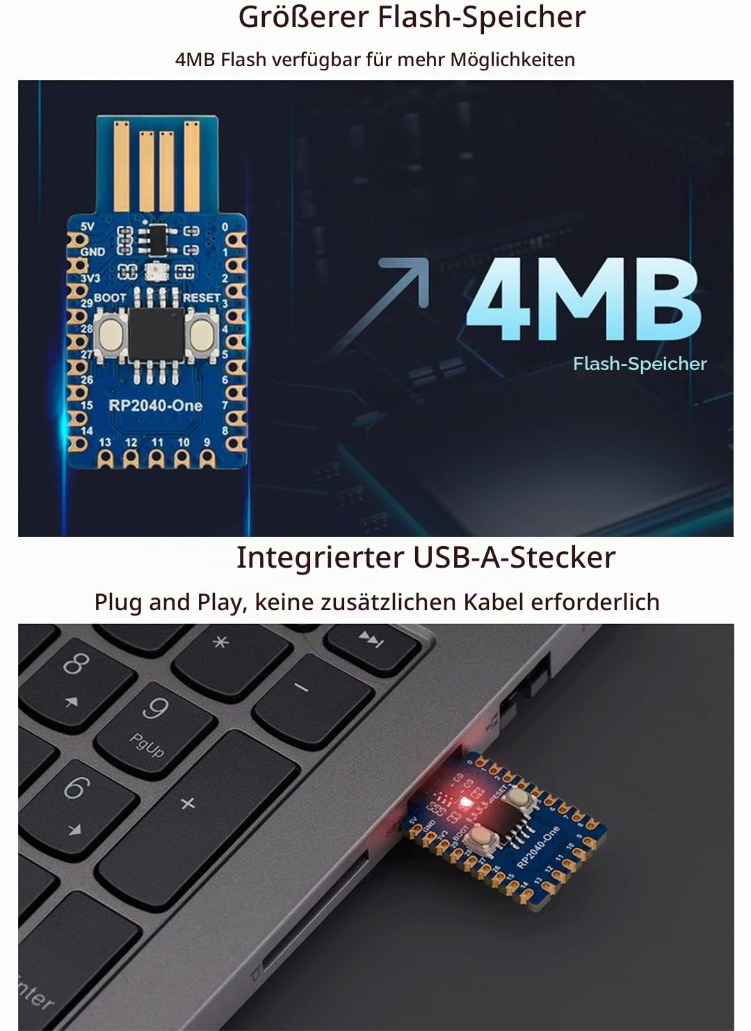 waveshare-rp2040-one-4mb-flash-mcu-board-mit-usb-a-pico-like image 3