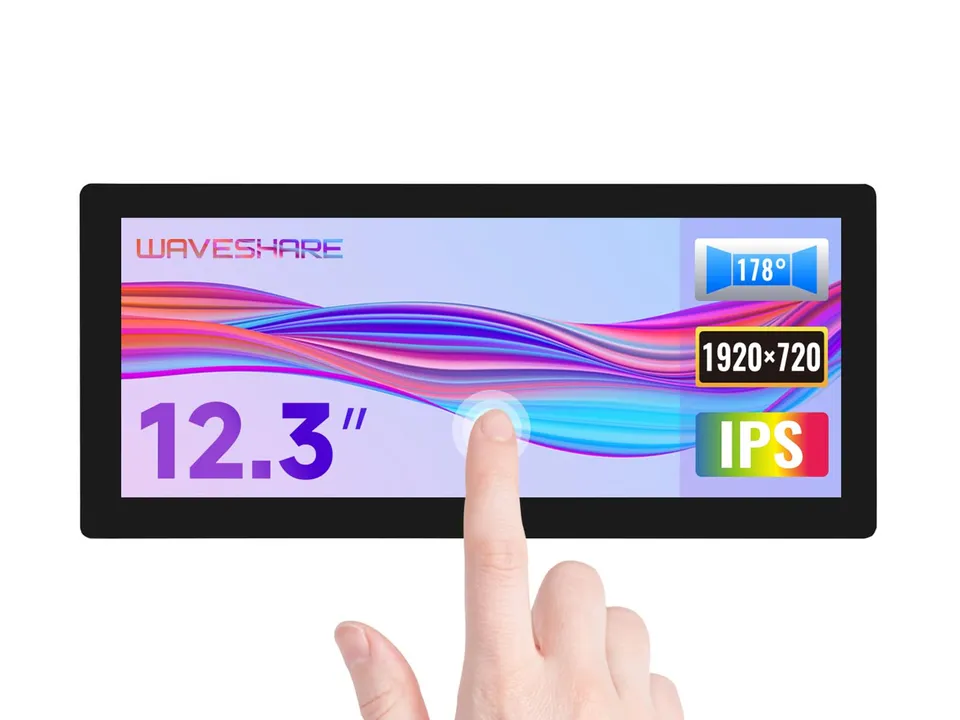 waveshare-12-3-zoll-kapazitiver-touchscreen-lcd-1920-720-hd-600-cd-m-hdmi-ips-ge image 1
