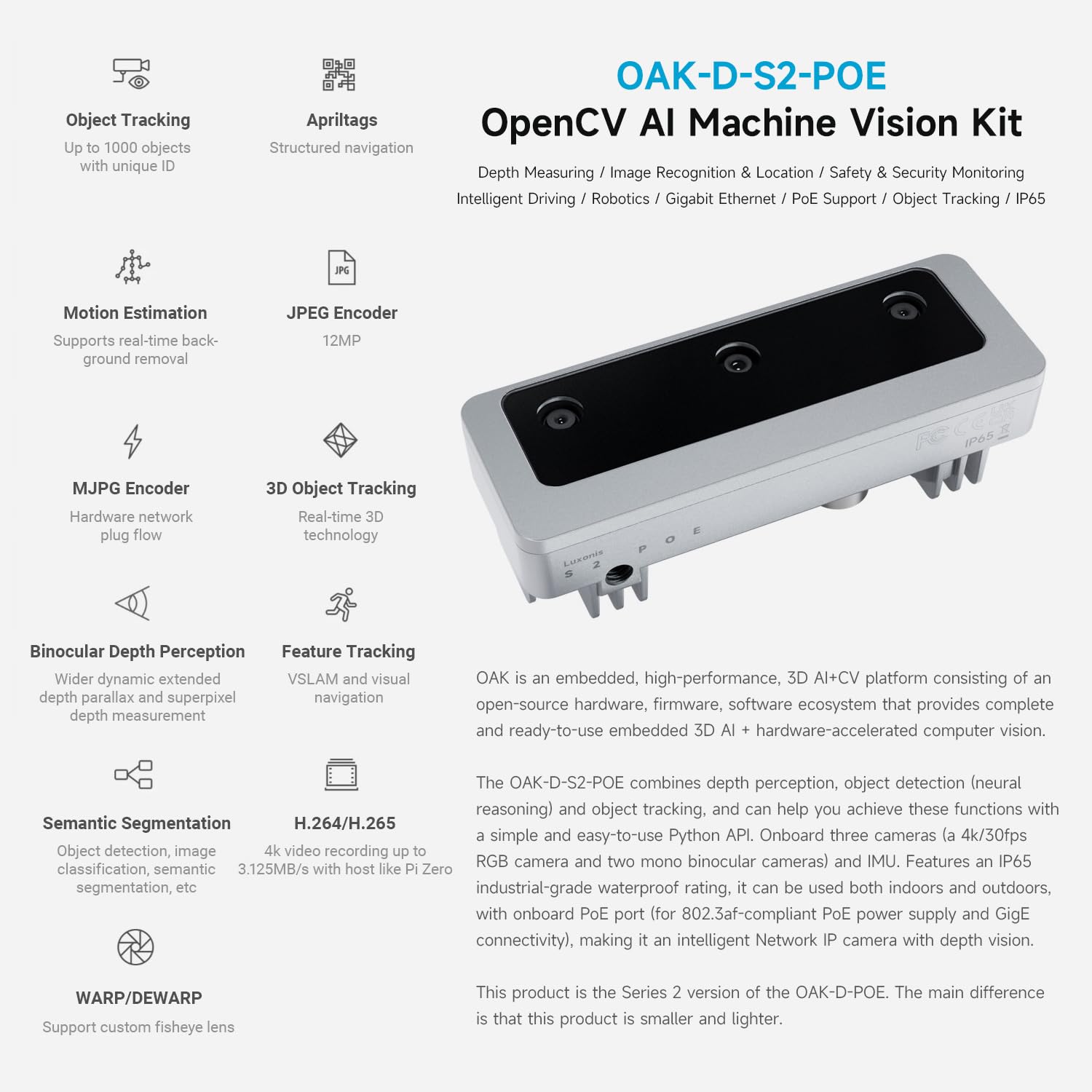 waveshare-oak-d-s2-poe-opencv-ai-machine-vision-kit-12mp-4tops-ip65 image 3