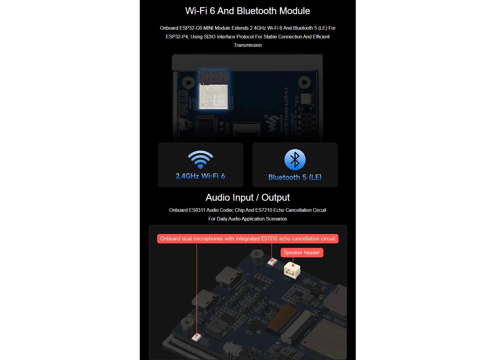 waveshare-esp32-p4-wifi6-4-3-zoll-touch-lcd-entwicklungsboard-ohne-kamera image 5
