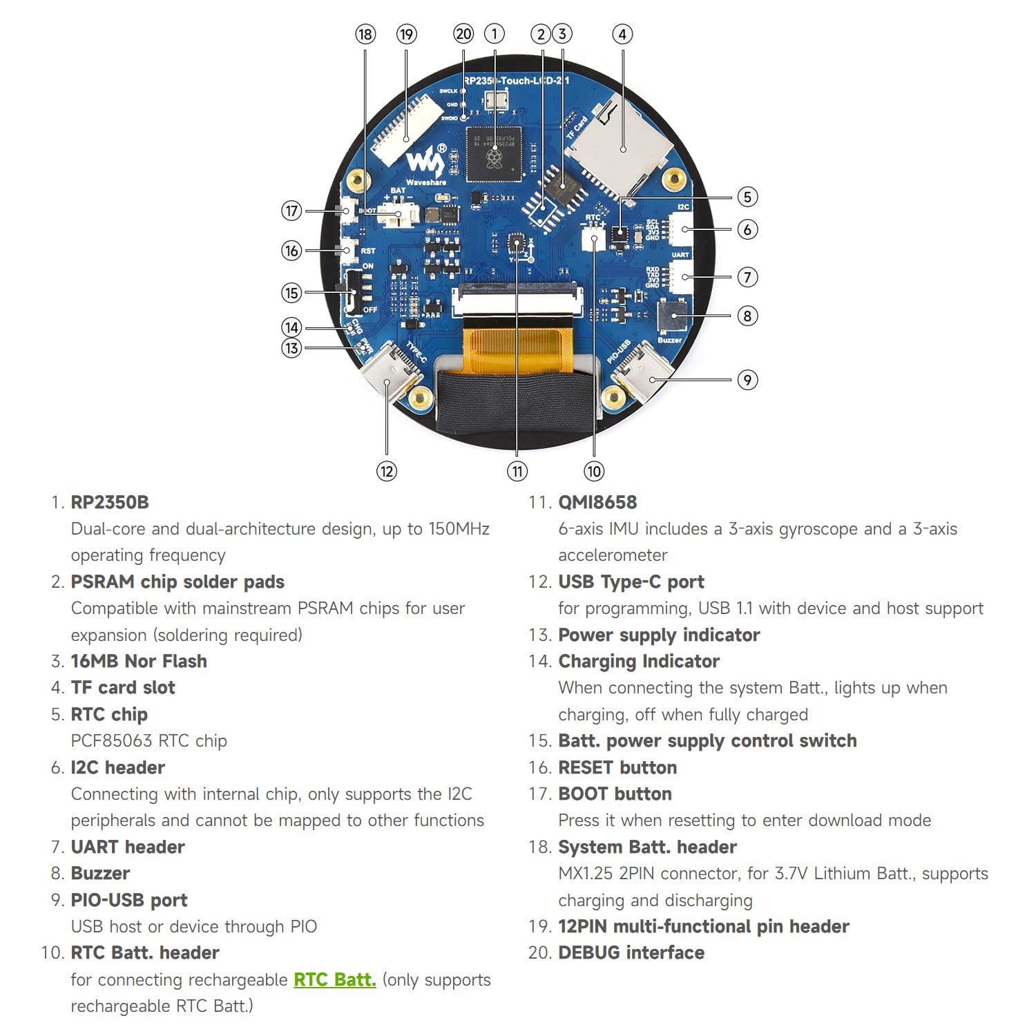 waveshare-rp2350-2-1inch-capacitive-touch-round-display-development-board-flat-v image 7