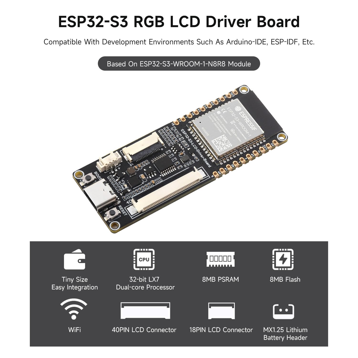 waveshare-esp32-s3-rgb-lcd-treiberboard-240mhz-dual-core-8mb-psram-flash-wifi-bl image 3