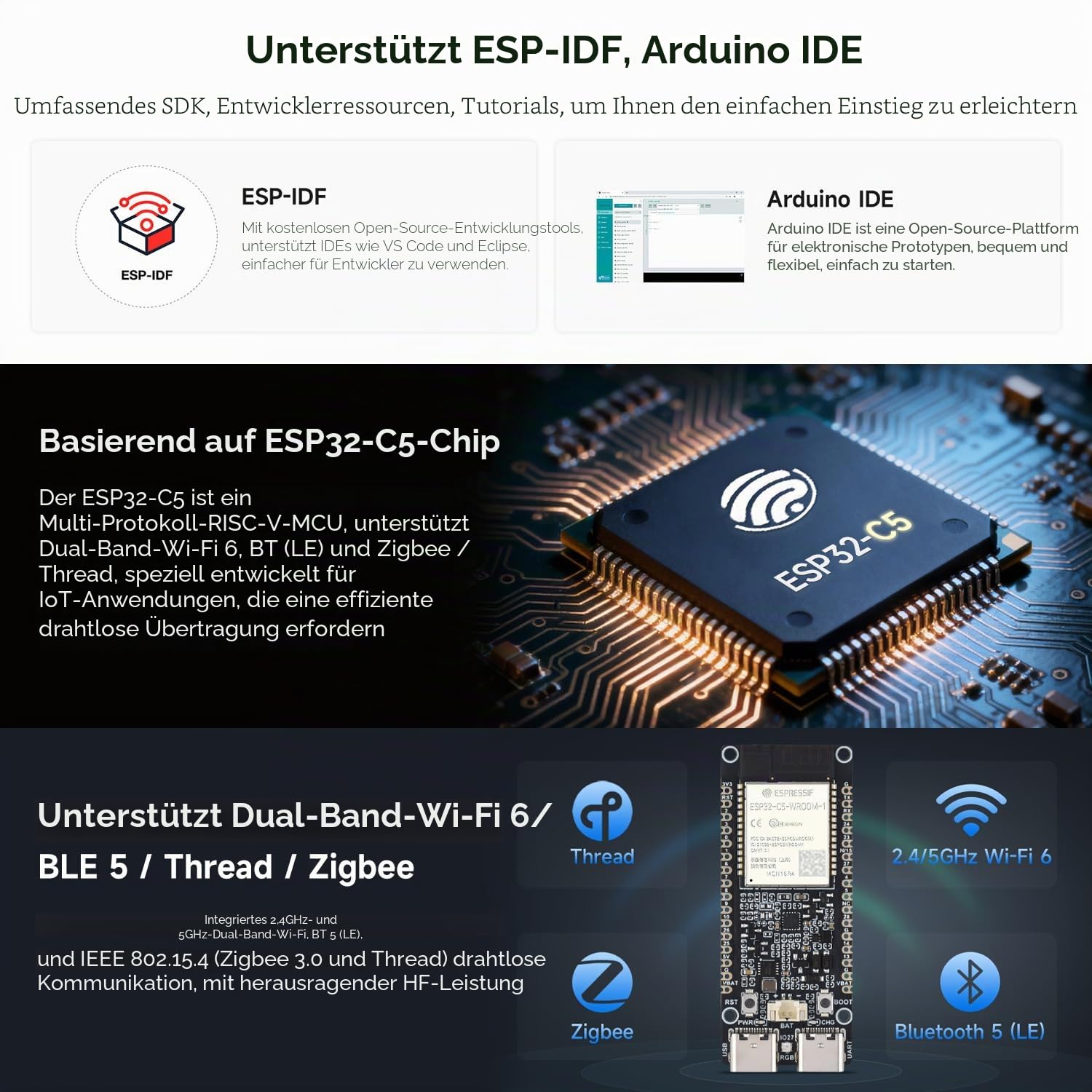waveshare-esp32-c5-dual-band-wi-fi-6-entwicklungsboard-mit-vorverl-teten-headern image 5