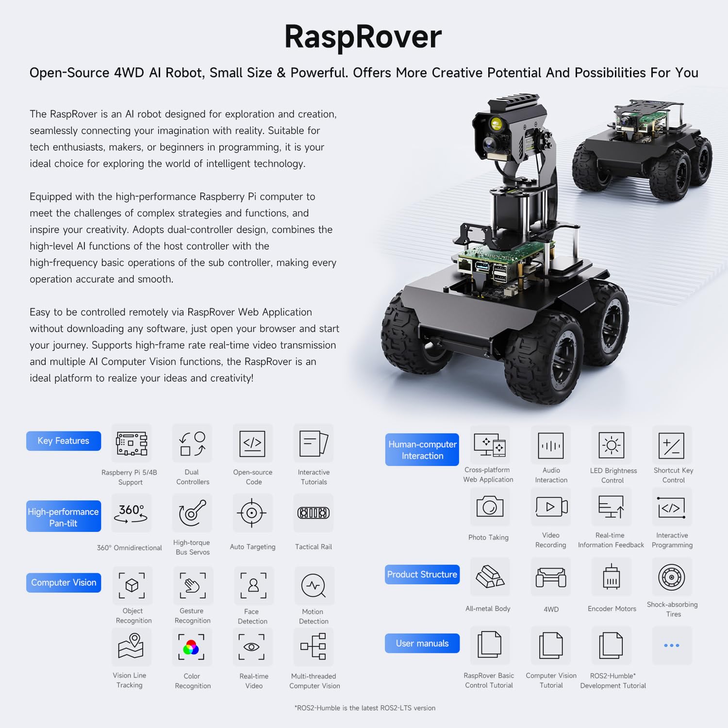 waveshare-rasprover-4wd-ai-roboter-kompatibel-mit-raspberry-pi-5-dual-controller image 3