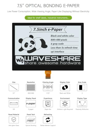 waveshare-7-5-zoll-e-paper-e-ink-display-800-480-voll-laminiert-spi-ohne-pcb image 7