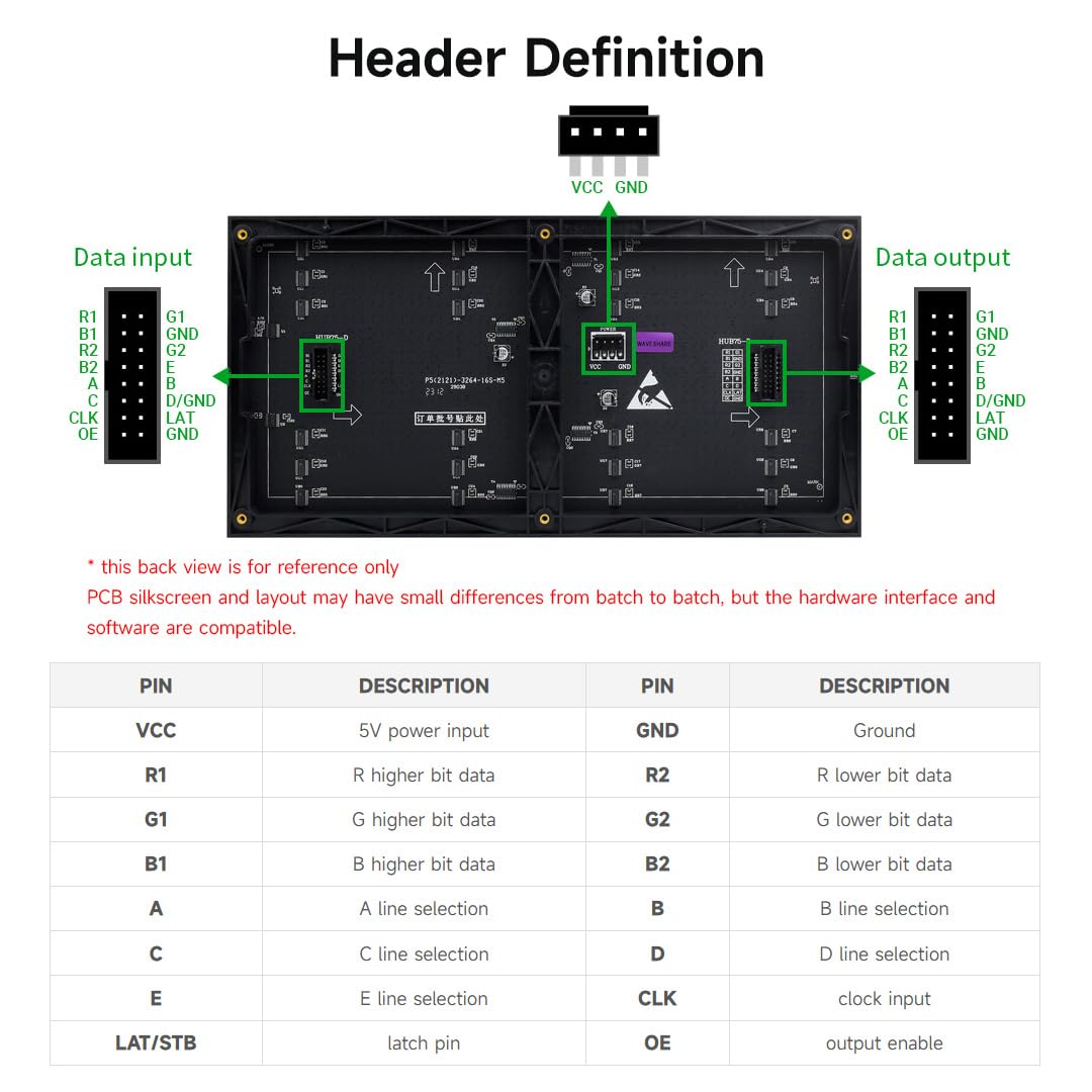 waveshare-rgb-led-matrix-panel-64x32-pixel-5mm-pitch-dimmbar image 5