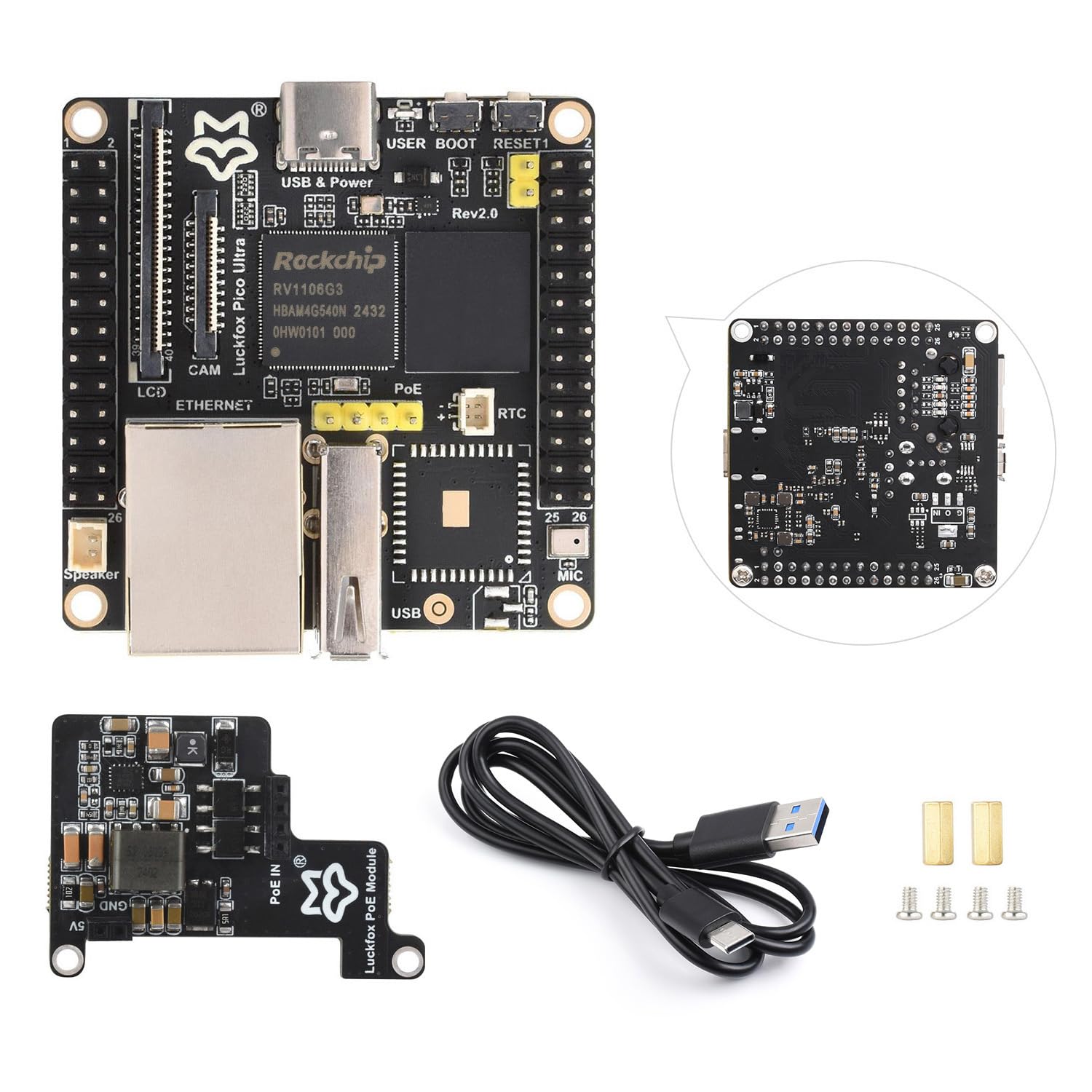 waveshare-luckfox-pico-ultra-rv1106-linux-board-8gb-emmc-mit-poe-modul image 1