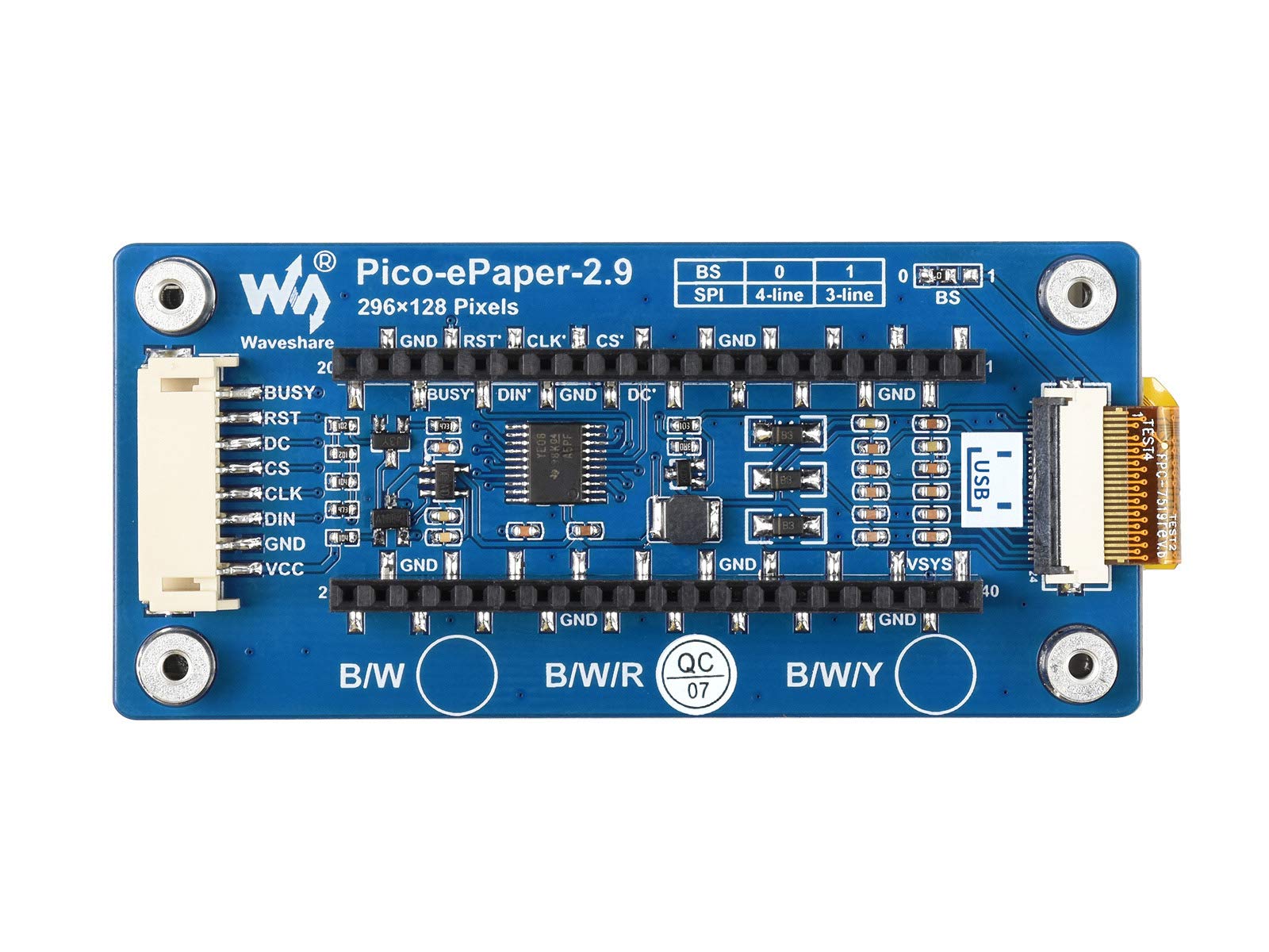 waveshare-2-9-zoll-e-paper-display-modul-296x128-pixel-rot-schwarz-wei-f-r-raspb image 2